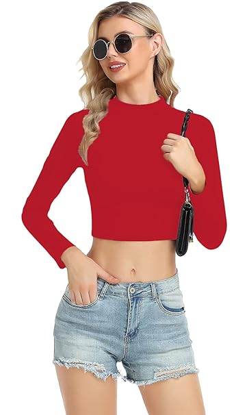 Women High Neck Red Crop Top - MYLUXURY LANE ENTERPRISE