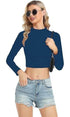 Women High Neck Dark Blue Crop Top - MYLUXURY LANE ENTERPRISE