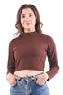 Women High Neck Coffee Brown Crop Top - MYLUXURY LANE ENTERPRISE