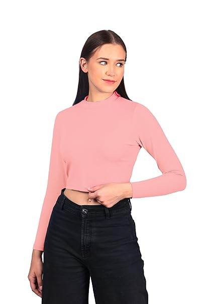 Women High Neck Pink Crop Top - MYLUXURY LANE ENTERPRISE