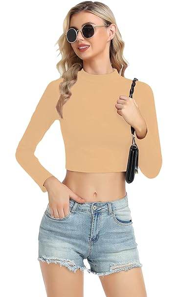 Women High Neck Skinny Crop Top - MYLUXURY LANE ENTERPRISE