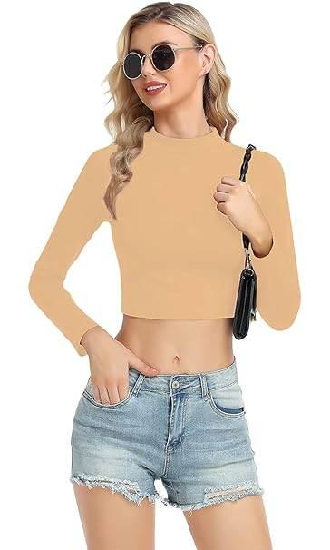Women High Neck Skinny Crop Top - MYLUXURY LANE ENTERPRISE