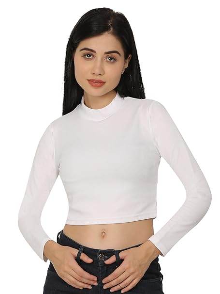 Women High Neck White Crop Top - MYLUXURY LANE ENTERPRISE