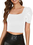 Women Puff Sleeve White Crop Top - MYLUXURY LANE ENTERPRISE