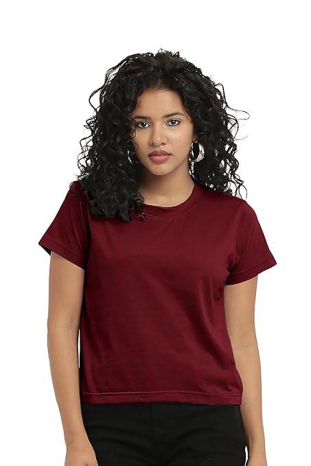 Women Stylish Plain Maroon Crop Top - MYLUXURY LANE ENTERPRISE