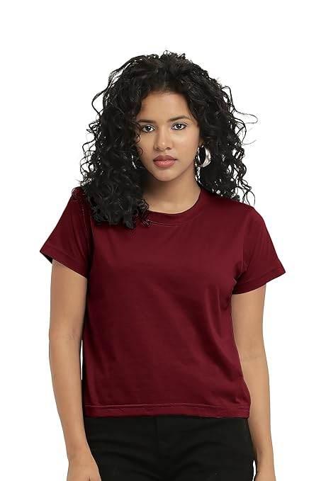 Women Stylish Plain Maroon Crop Top - MYLUXURY LANE ENTERPRISE