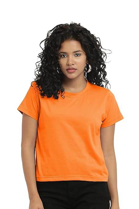 Women Stylish Plain Orange Crop Top - MYLUXURY LANE ENTERPRISE
