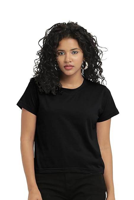 Women Stylish Plain Black Crop Top - MYLUXURY LANE ENTERPRISE