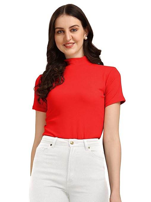 Women's Casual Solid Red Top - MYLUXURY LANE ENTERPRISE