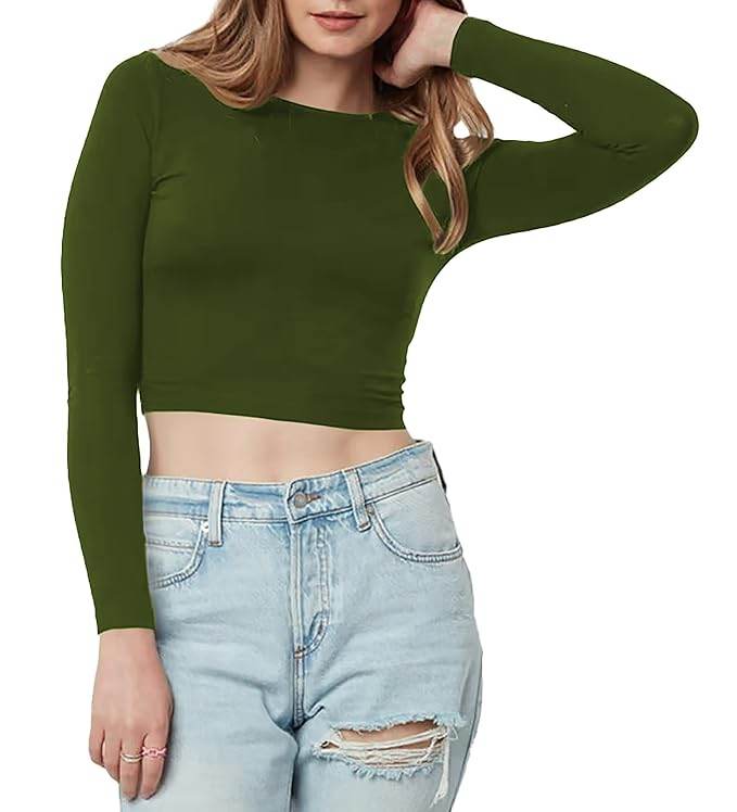 Women Cotton Boat Neck Green Top - MYLUXURY LANE ENTERPRISE
