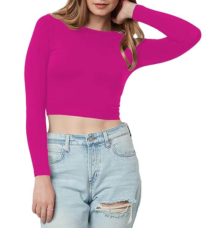 Women Cotton Boat Neck Dark Pink Top - MYLUXURY LANE ENTERPRISE