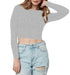 Women Cotton Boat Neck Grey Top - MYLUXURY LANE ENTERPRISE