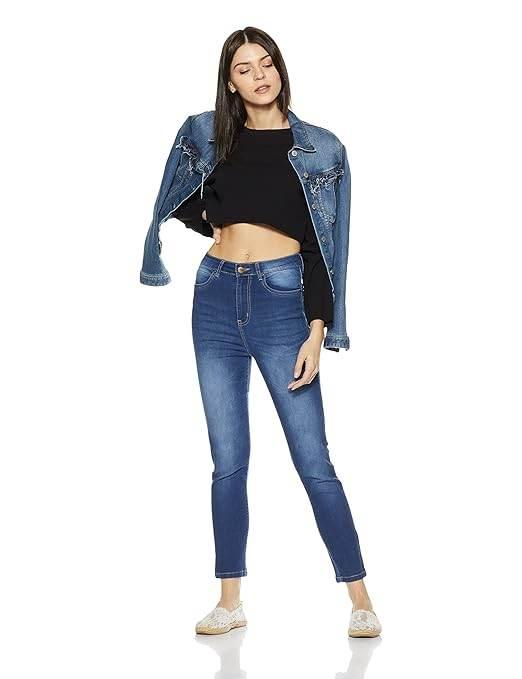 Women Stretchable Denim Mid Blue Jeans - MYLUXURY LANE ENTERPRISE