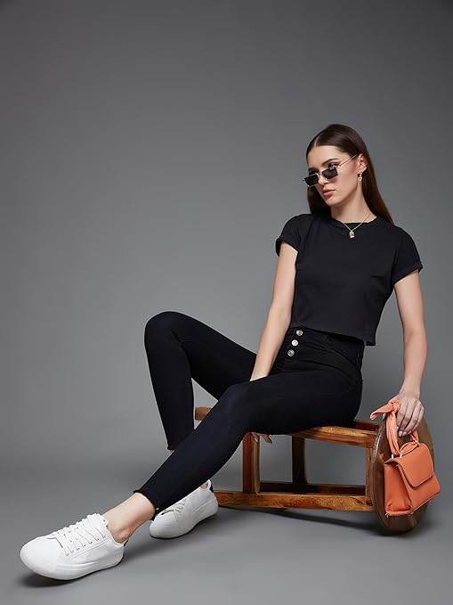 Women Skinny Regular Graphite Black Jeans - MYLUXURY LANE ENTERPRISE