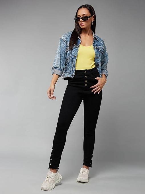 Women Skinny Regular Ink Black Jeans - MYLUXURY LANE ENTERPRISE