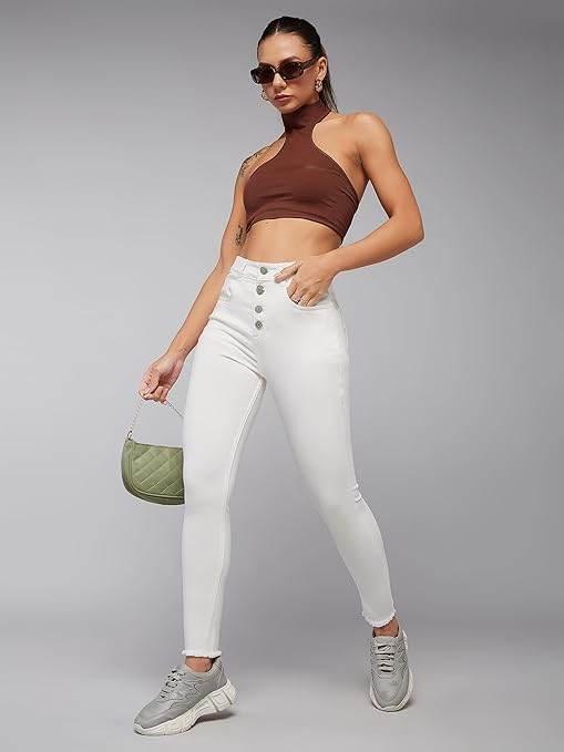Women Skinny Regular Powder White Jeans - MYLUXURY LANE ENTERPRISE