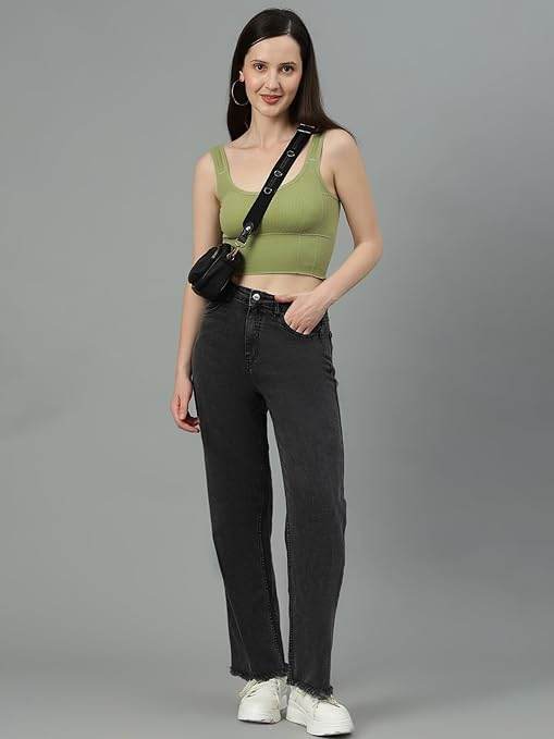 Womens High Rise Wide Jade Black Jeans - MYLUXURY LANE ENTERPRISE