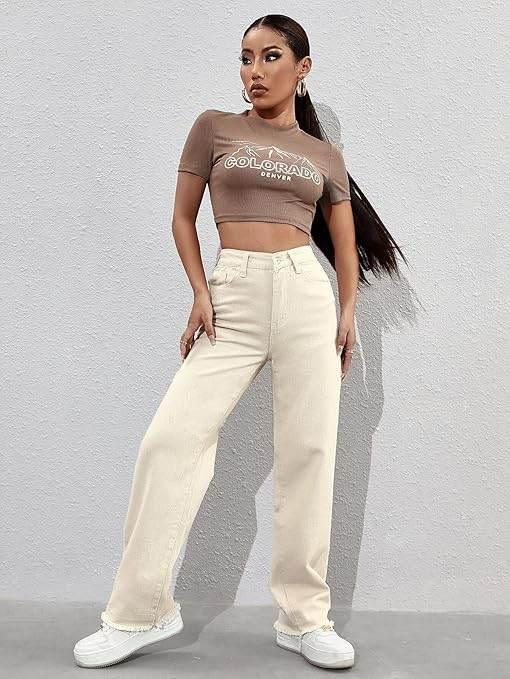 Womens High Rise Wide Off White Jeans - MYLUXURY LANE ENTERPRISE
