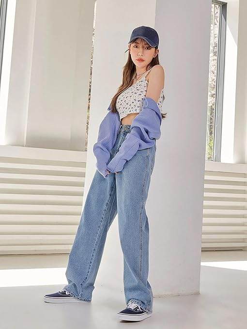 Womens High Rise Wide Blue Jeans - MYLUXURY LANE ENTERPRISE