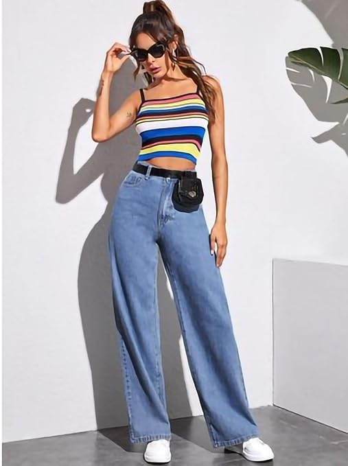 Womens High Rise Wide Fade Blue Jeans - MYLUXURY LANE ENTERPRISE