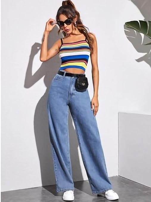 Womens High Rise Wide Fade Blue Jeans - MYLUXURY LANE ENTERPRISE
