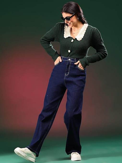 Women High Waisted Navy Blue Jeans - MYLUXURY LANE ENTERPRISE