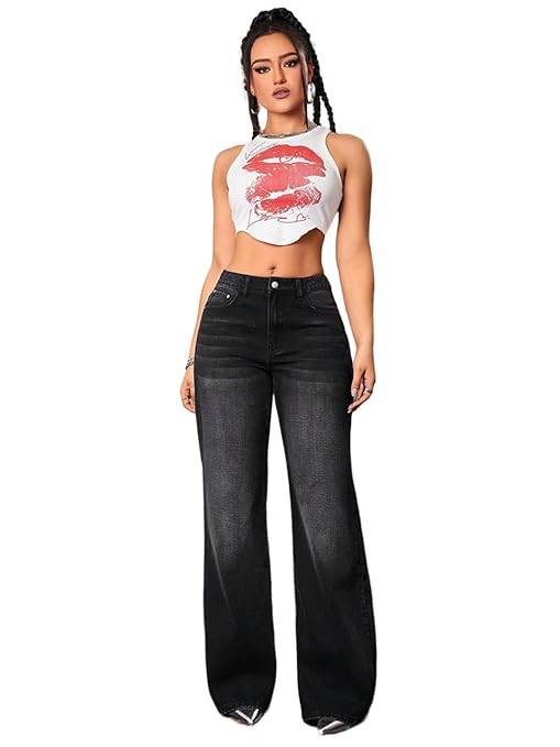 Women High Waisted Faded Black Jeans - MYLUXURY LANE ENTERPRISE