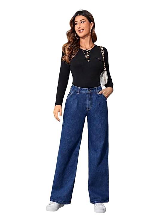 Women High Waisted Mid Blue Jeans - MYLUXURY LANE ENTERPRISE