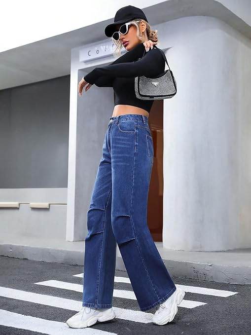 Women High Waisted Dark Blue Jeans - MYLUXURY LANE ENTERPRISE