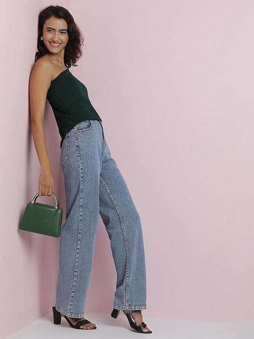 Women High Waisted Steel Blue Jeans - MYLUXURY LANE ENTERPRISE