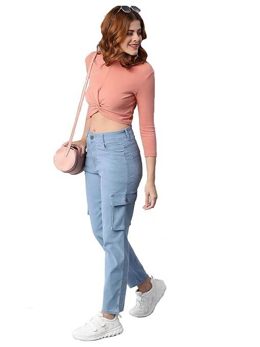 Women Stretchable Cargo Icyblue Joggers - MYLUXURY LANE ENTERPRISE