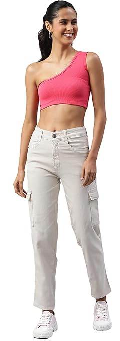 Women Stretchable Cargo Beige Joggers - MYLUXURY LANE ENTERPRISE