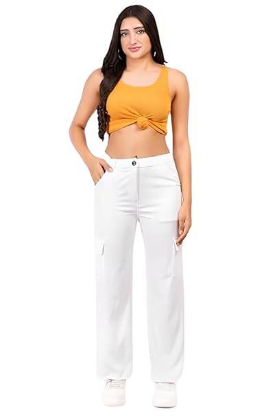 Women Cargo Baggy White Jeans - MYLUXURY LANE ENTERPRISE