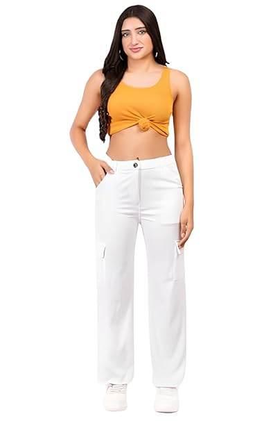 Women Cargo Baggy White Jeans - MYLUXURY LANE ENTERPRISE
