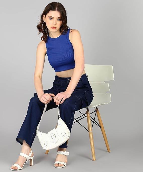 Women Cargo Dark Blue Jeans - MYLUXURY LANE ENTERPRISE