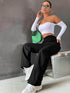 Women Solid Cargo Black Pants - MYLUXURY LANE ENTERPRISE