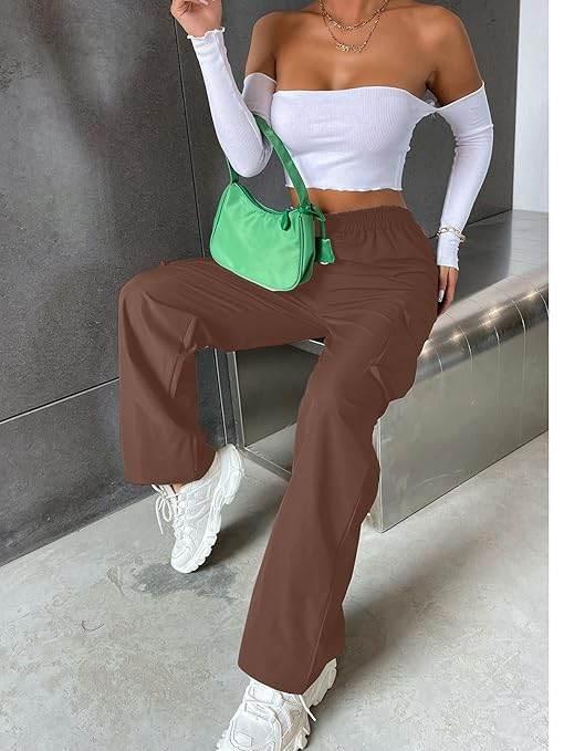 Women Solid Cargo Brown Pants - MYLUXURY LANE ENTERPRISE