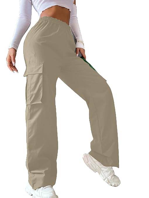 Women Solid Cargo Khaki Pants - MYLUXURY LANE ENTERPRISE