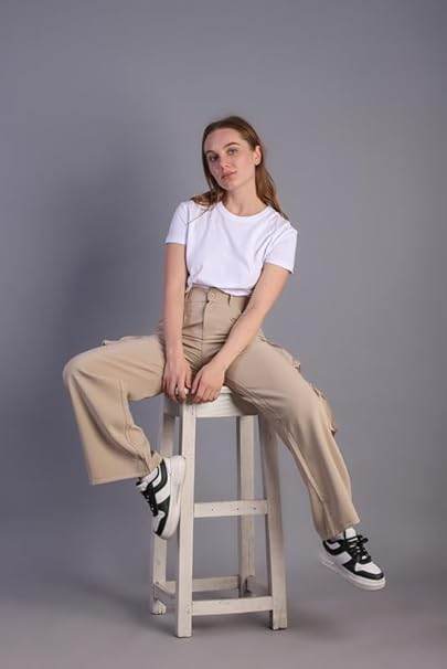 Women Korean Cargo Beige Pants - MYLUXURY LANE ENTERPRISE