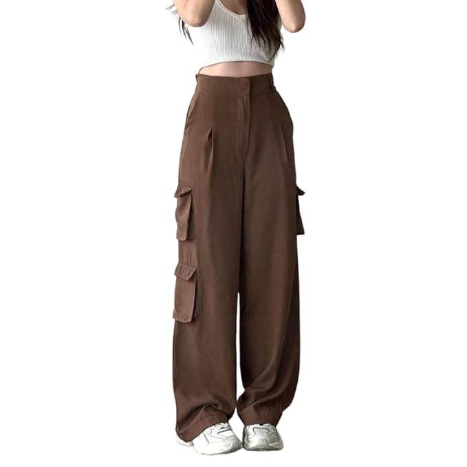 Women Korean Cargo Coffee Brown Pants - MYLUXURY LANE ENTERPRISE