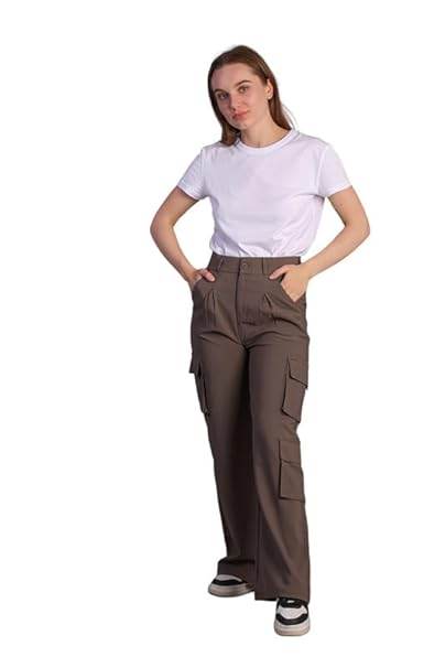 Women Korean Cargo Mouse Brown Pants - MYLUXURY LANE ENTERPRISE