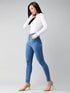 Women Skinny Fit Mid Blue Jeans - MYLUXURY LANE ENTERPRISE