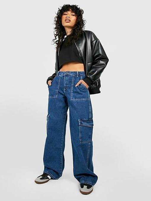 Women's Cargo Aegean Blue Jeans - MYLUXURY LANE ENTERPRISE