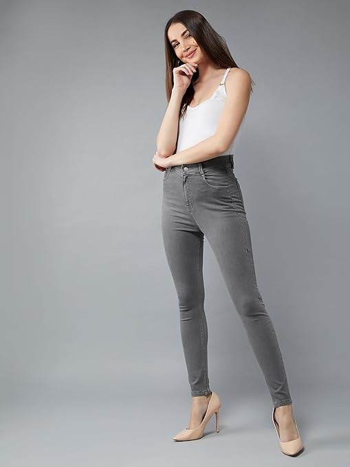Women Skinny Fit High Grey Jeans - MYLUXURY LANE ENTERPRISE