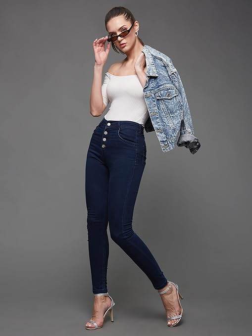 Women Skinny Fit High Midnight Blue Jeans - MYLUXURY LANE ENTERPRISE
