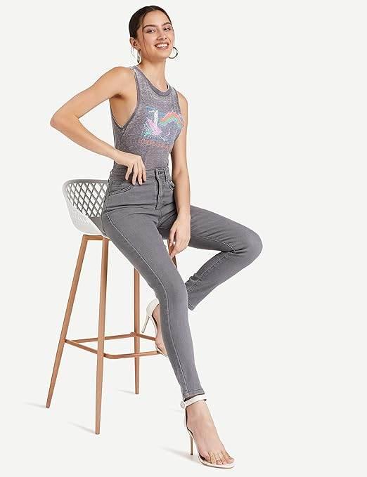 Women Stretchable Denim Grey Jeans - MYLUXURY LANE ENTERPRISE