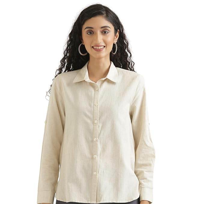 Women Stylish Casual Off White Shirt - MYLUXURY LANE ENTERPRISE