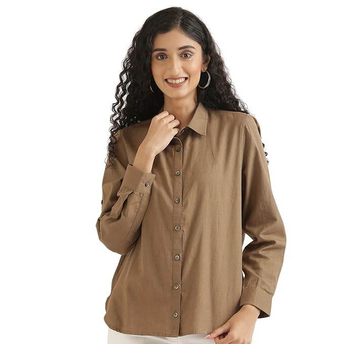 Women Stylish Casual Coffee Brown Shirt - MYLUXURY LANE ENTERPRISE