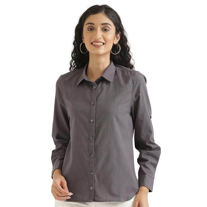 Women Stylish Casual Slate Grey Shirt - MYLUXURY LANE ENTERPRISE