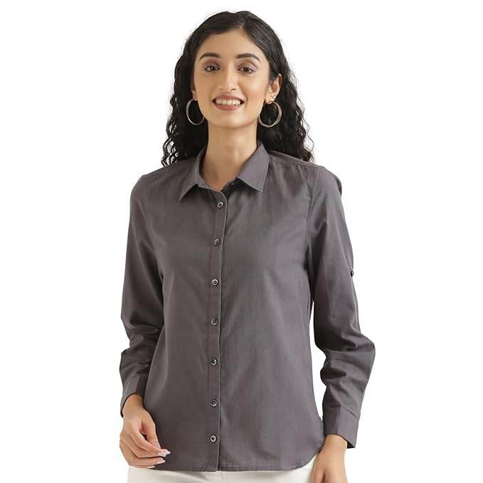 Women Stylish Casual Slate Grey Shirt - MYLUXURY LANE ENTERPRISE